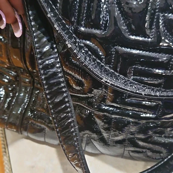 Betsey Johnson Patent Leather Tote HAS WEAR - Picture 5 of 10